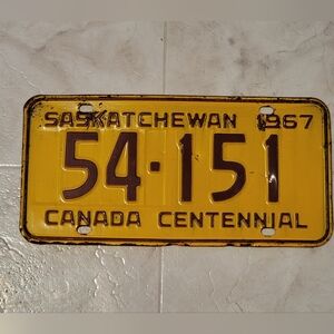 Expired Saskatchewan Plate 1967 - 54-151